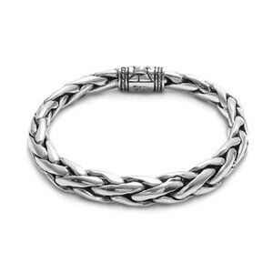 STERLING SILVER FANCY PEBBLE SLIDE-IN LOCK HEAVY WHEAT BRACELET.